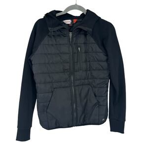 Kyodan Black Quilted Front Zip Hooded Jacket Sz Small